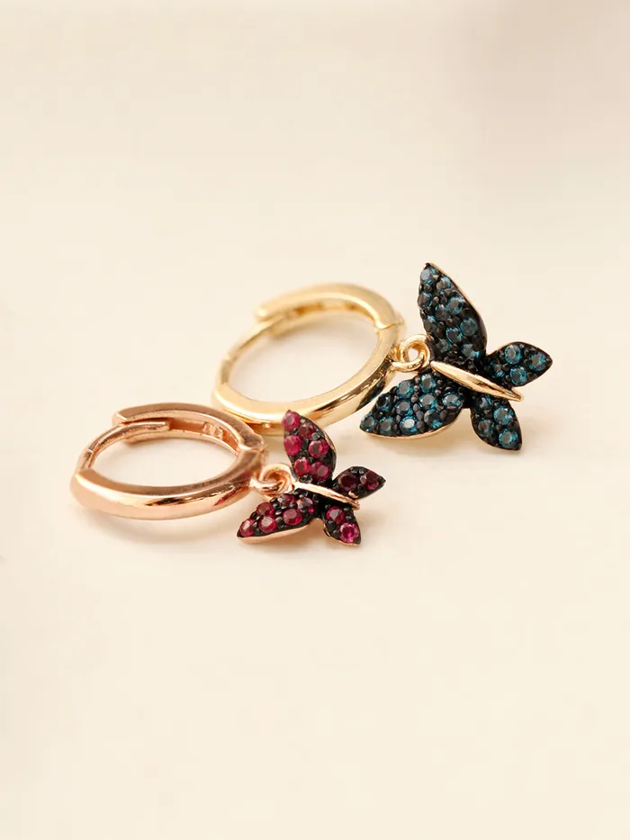 MinimalBijoux Earrings 14K Gold Bling Cubic Butterfly Cartilage Hoop Earring