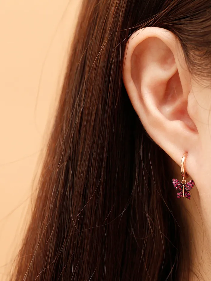 MinimalBijoux Earrings 14K Gold Bling Cubic Butterfly Cartilage Hoop Earring