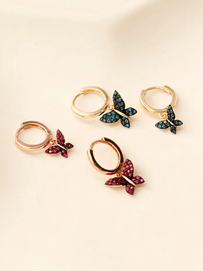 MinimalBijoux Earrings 14K Gold Bling Cubic Butterfly Cartilage Hoop Earring