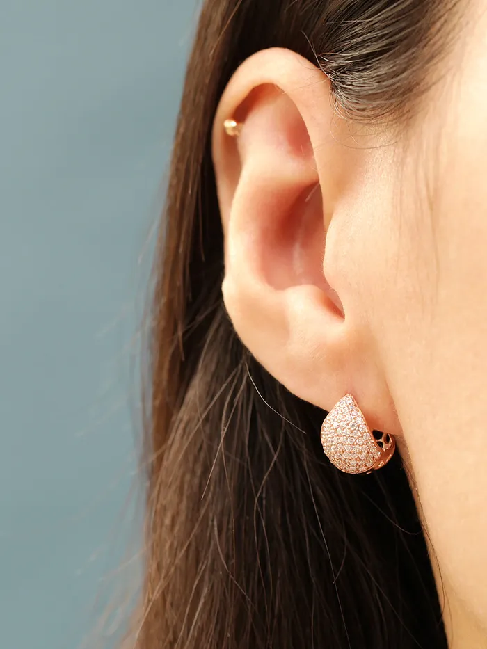MinimalBijoux Earrings 14K Gold Bling Water Drop Cubic Hoop Earring