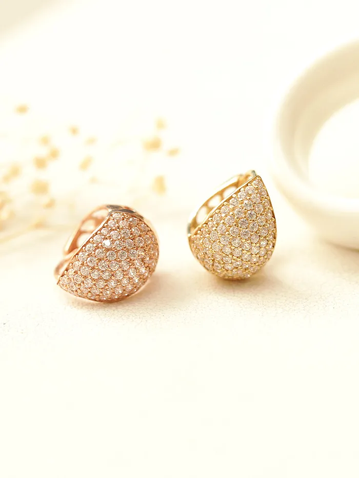 MinimalBijoux Earrings 14K Gold Bling Water Drop Cubic Hoop Earring
