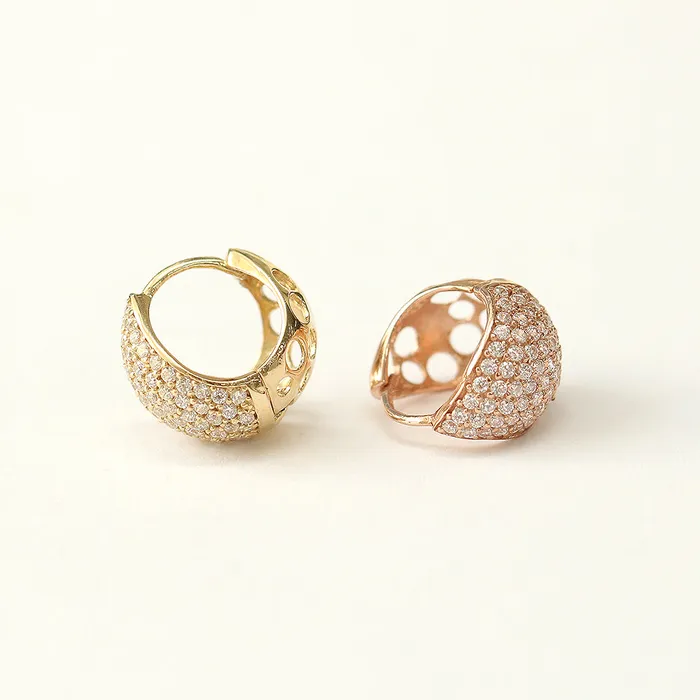 MinimalBijoux Earrings 14K Gold Bling Water Drop Cubic Hoop Earring