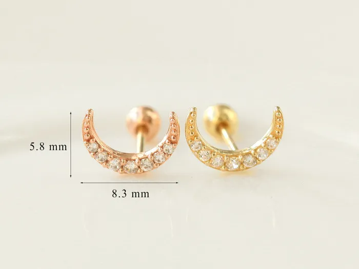 MinimalBijoux Earrings 14K gold Cubic Moon cartilage earring 20g