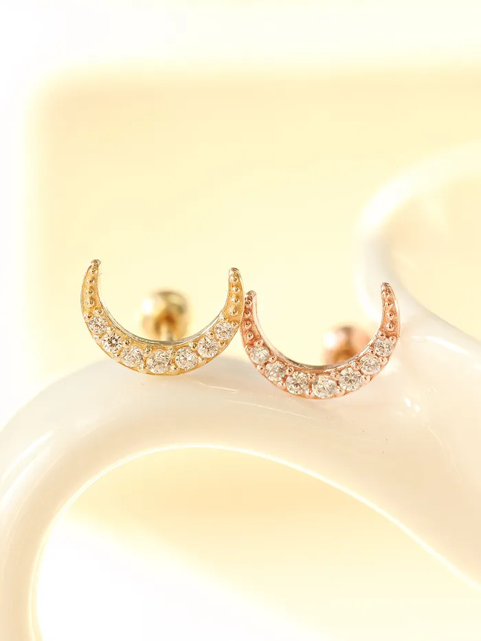 MinimalBijoux Earrings 14K gold Cubic Moon cartilage earring 20g