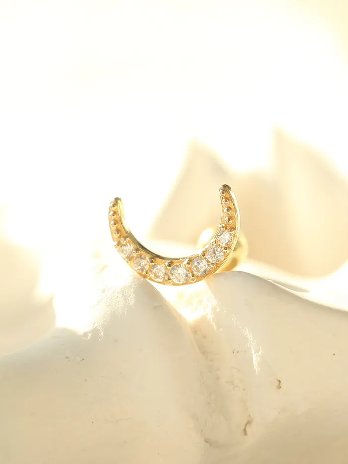 MinimalBijoux Earrings 14K gold Cubic Moon cartilage earring 20g