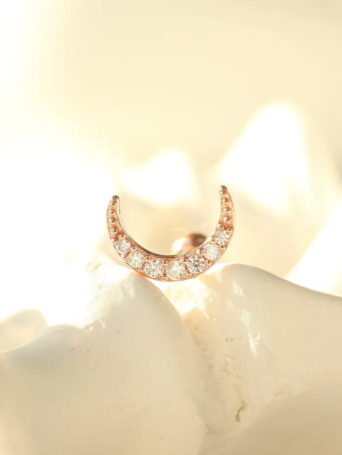 MinimalBijoux Earrings 14K gold Cubic Moon cartilage earring 20g