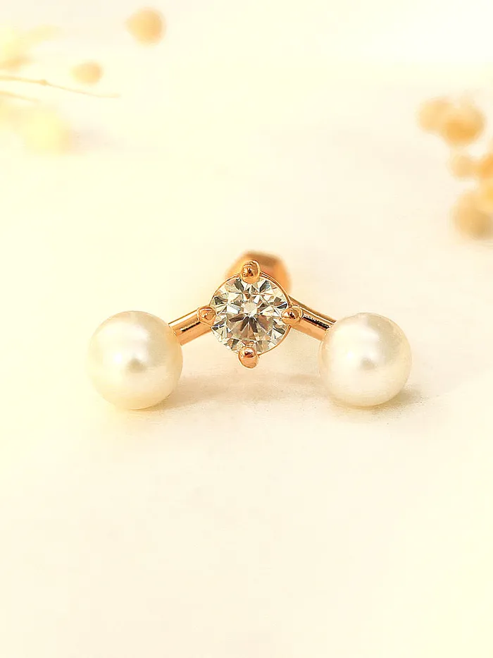 MinimalBijoux Earrings 14K Gold Pearl Cubic Cartilage Earring 18G16G