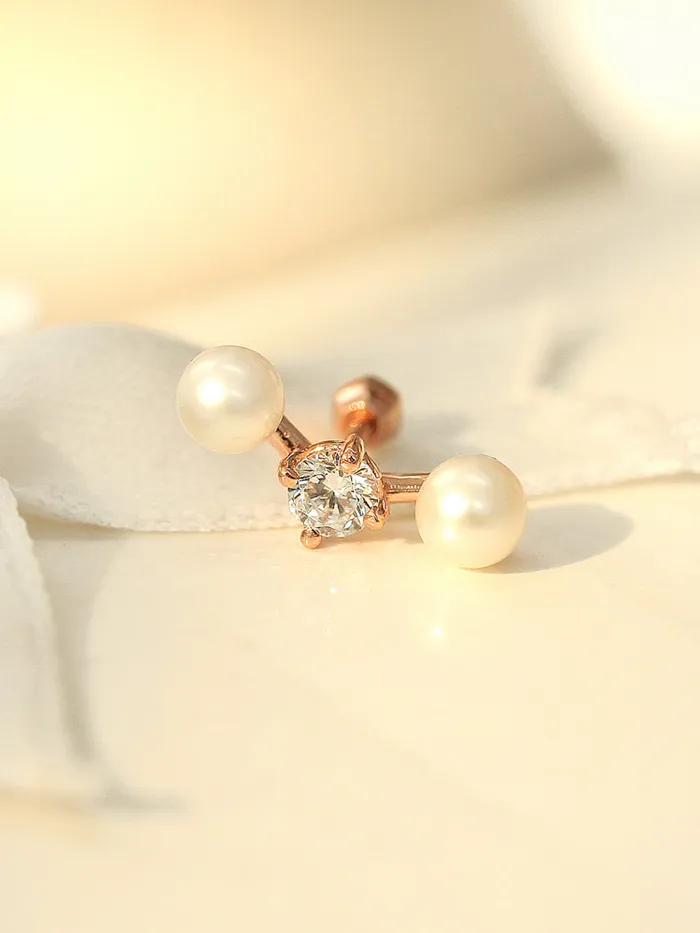 MinimalBijoux Earrings 14K Gold Pearl Cubic Cartilage Earring 18G16G