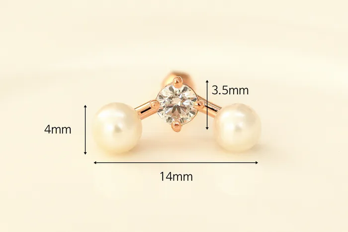 MinimalBijoux Earrings 14K Gold Pearl Cubic Cartilage Earring 18G16G