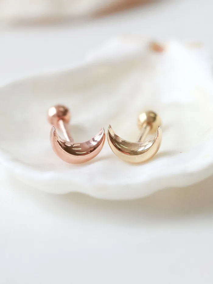 MinimalBijoux Earrings 14K Gold Plain Crescent Cartilage earring 18g16g