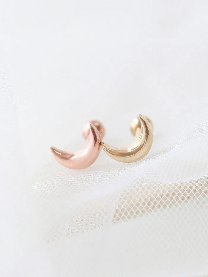 MinimalBijoux Earrings 14K Gold Plain Crescent Cartilage earring 18g16g