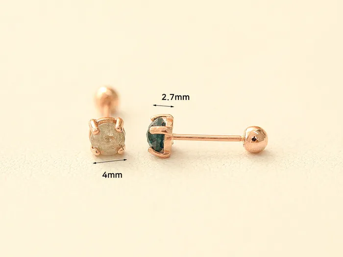 MinimalBijoux Earrings 14K Gold Rough Diamond cartilage earring 4mm 20g