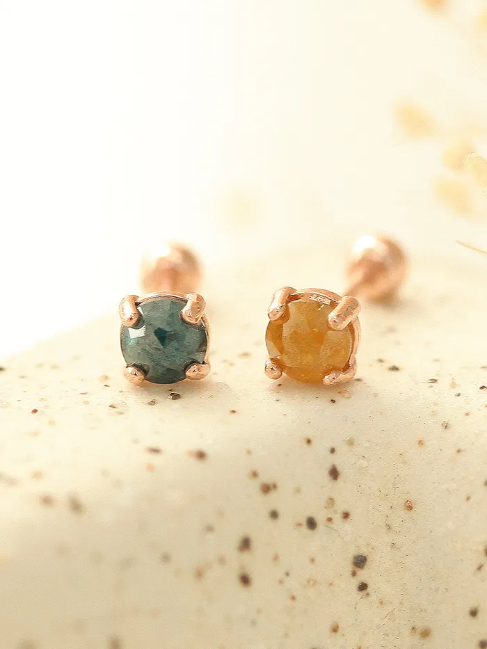 MinimalBijoux Earrings 14K Gold Rough Diamond cartilage earring 4mm 20g