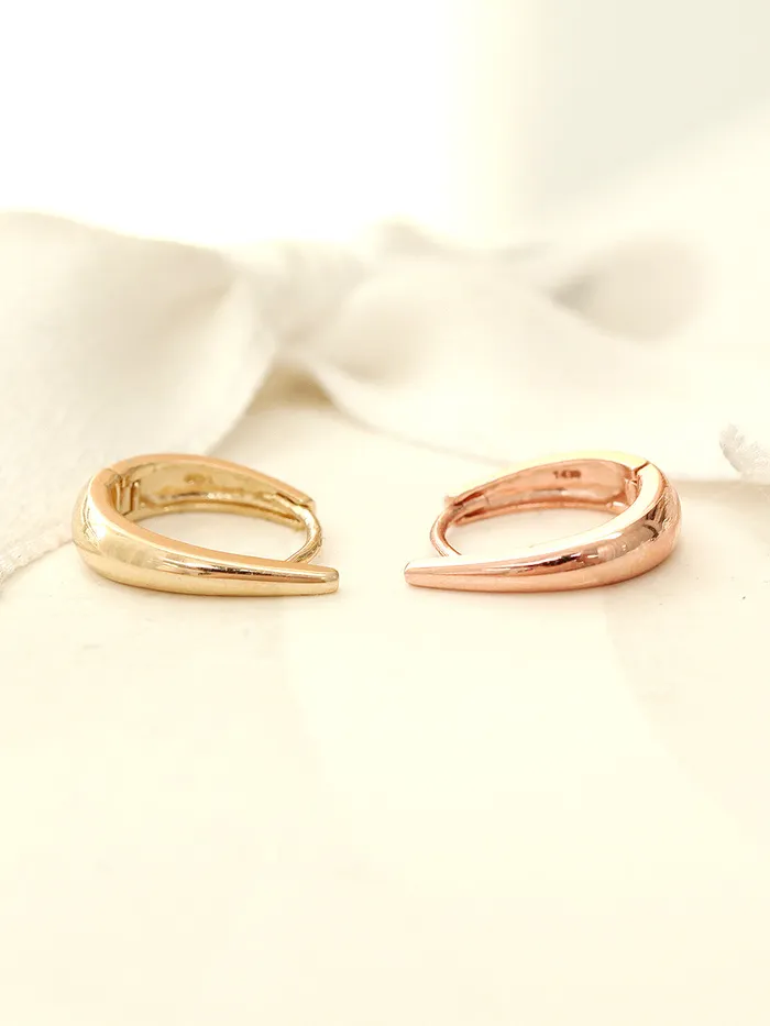 MinimalBijoux Earrings 14K Gold Slim Tear Drop Hoop Earring