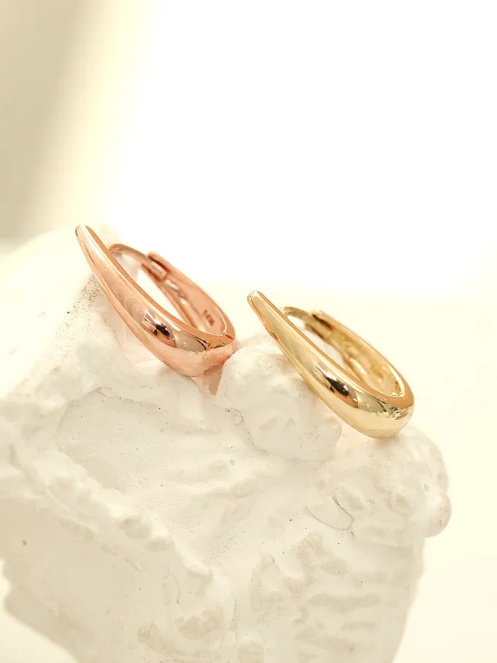 MinimalBijoux Earrings 14K Gold Slim Tear Drop Hoop Earring