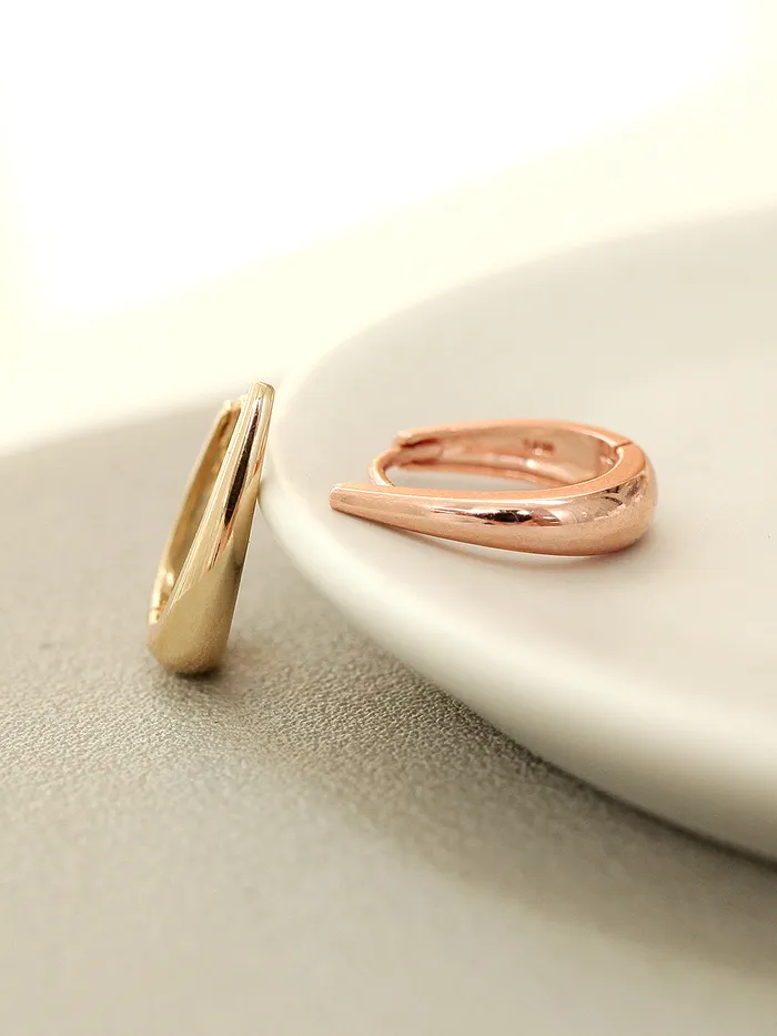 MinimalBijoux Earrings 14K Gold Slim Tear Drop Hoop Earring