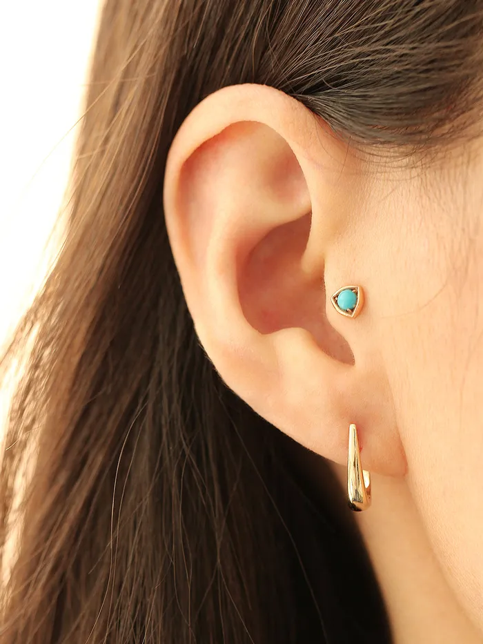 MinimalBijoux Earrings 14K Gold Slim Tear Drop Hoop Earring
