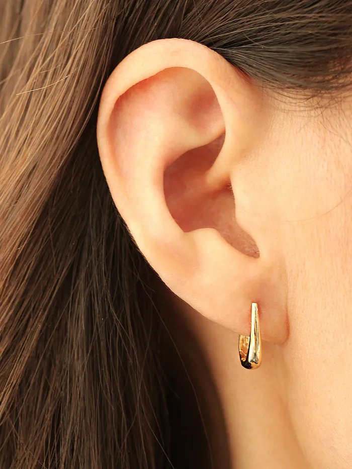 MinimalBijoux Earrings 14K Gold Slim Tear Drop Hoop Earring