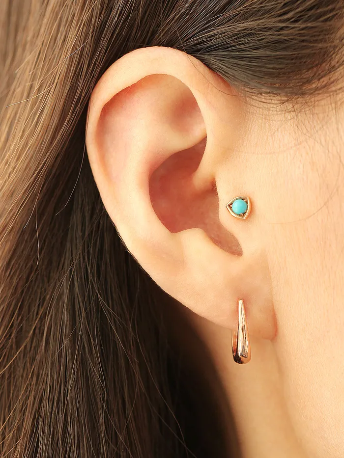 MinimalBijoux Earrings 14K Gold Slim Tear Drop Hoop Earring