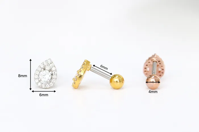 MinimalBijoux Earrings Classic Teardrop CZ Cartilage Earring
