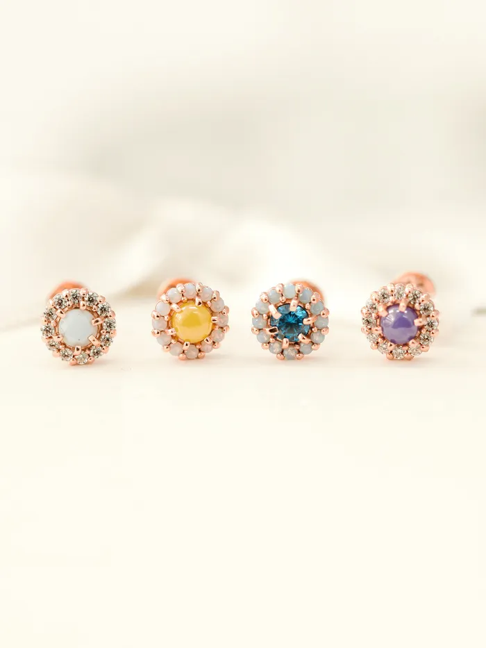 MinimalBijoux PreStyled Sets 14K Gold Candy Cubic Labret Piercing 18G16G