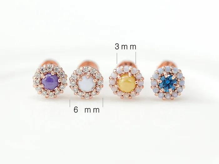 MinimalBijoux PreStyled Sets 14K Gold Candy Cubic Labret Piercing 18G16G