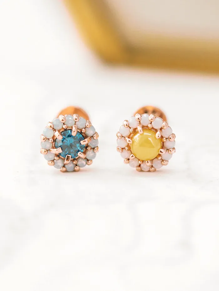 MinimalBijoux PreStyled Sets 14K Gold Candy Cubic Labret Piercing 18G16G