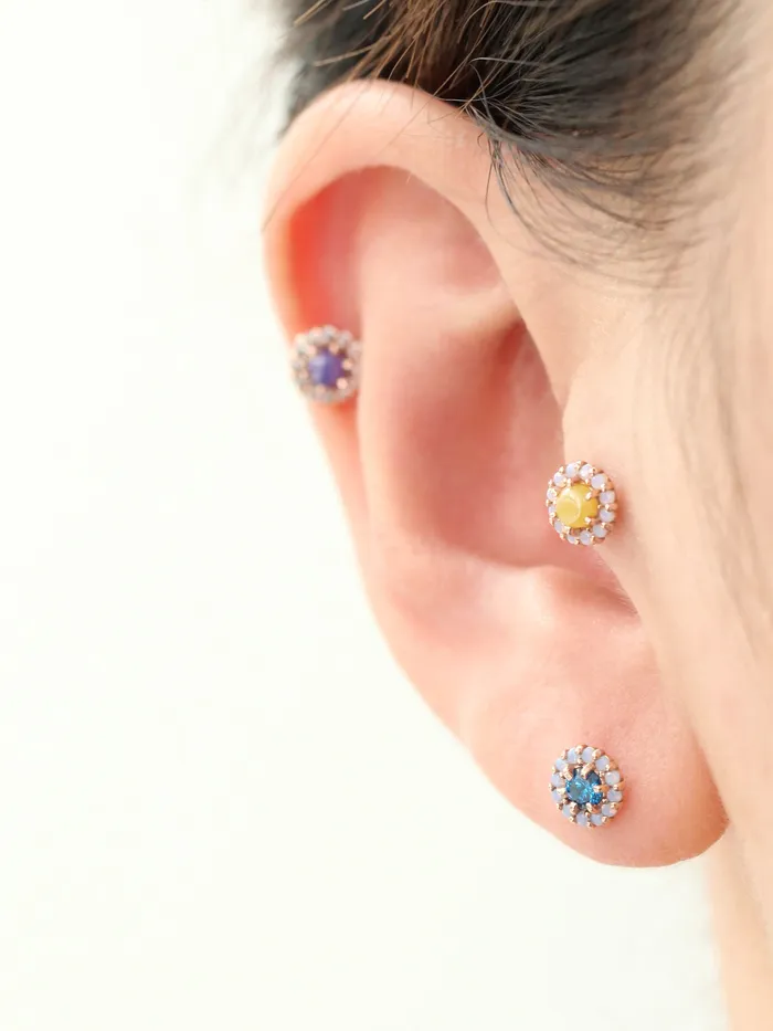 MinimalBijoux PreStyled Sets 14K Gold Candy Cubic Labret Piercing 18G16G