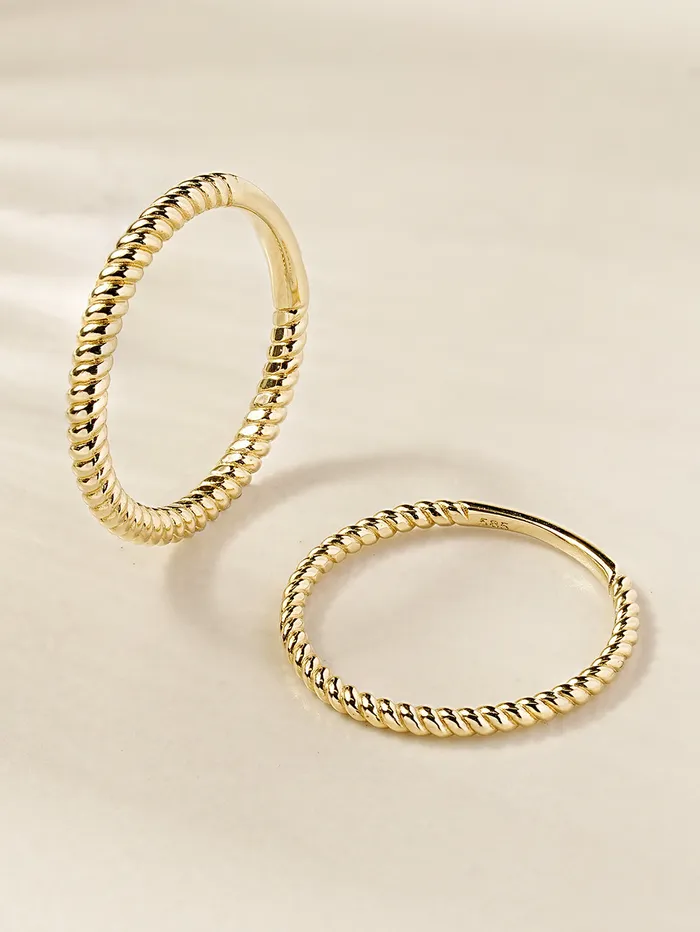 MinimalBijoux Rings 14K 18K Gold Twist Layered Ring