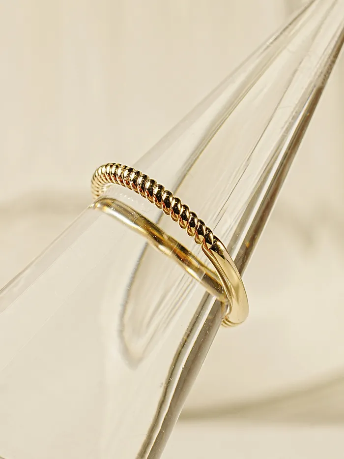 MinimalBijoux Rings 14K 18K Gold Twist Layered Ring