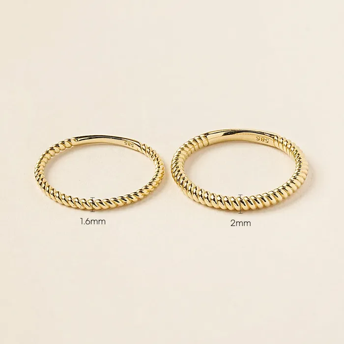 MinimalBijoux Rings 14K 18K Gold Twist Layered Ring