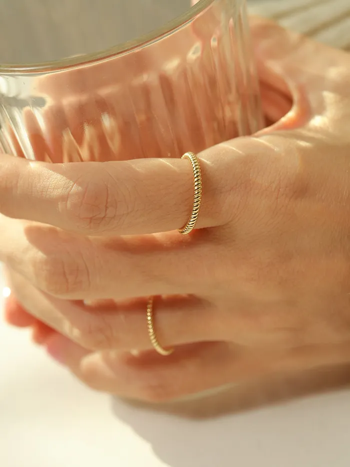 MinimalBijoux Rings 14K 18K Gold Twist Layered Ring
