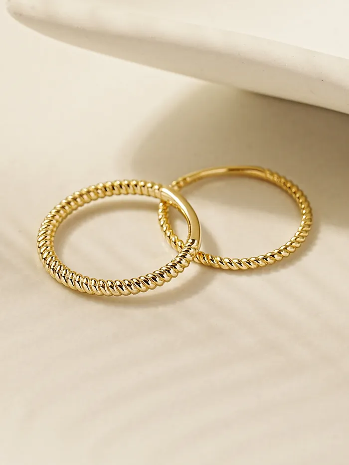 MinimalBijoux Rings 14K 18K Gold Twist Layered Ring