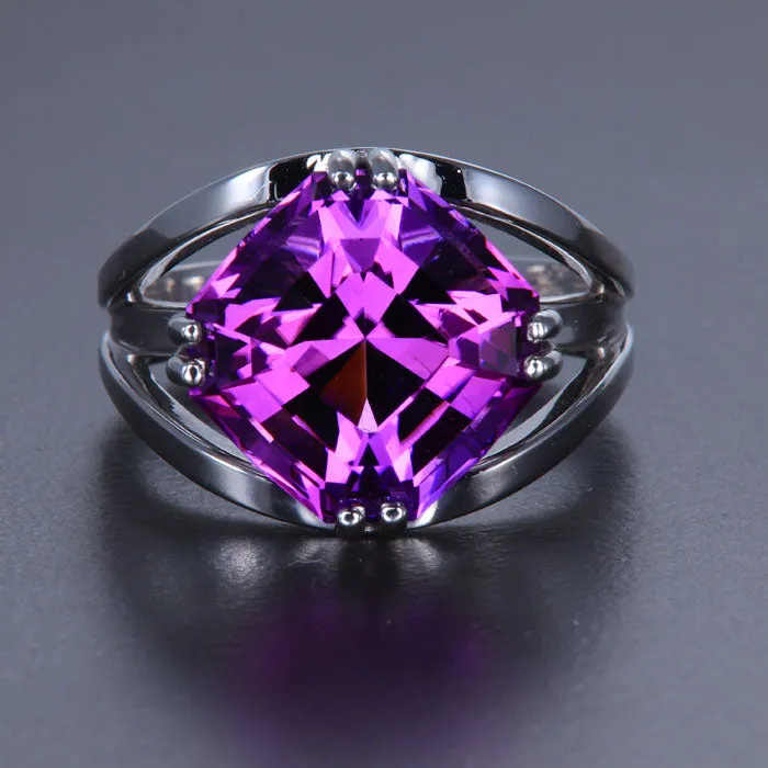 Moriartys Gem Art 14K White Gold Square Cushion Amtheyst Ring 907 Carats Rings Moriartys Gem Art 14K White Gold Square Cushion Amtheyst Ring 907 Carats Rings