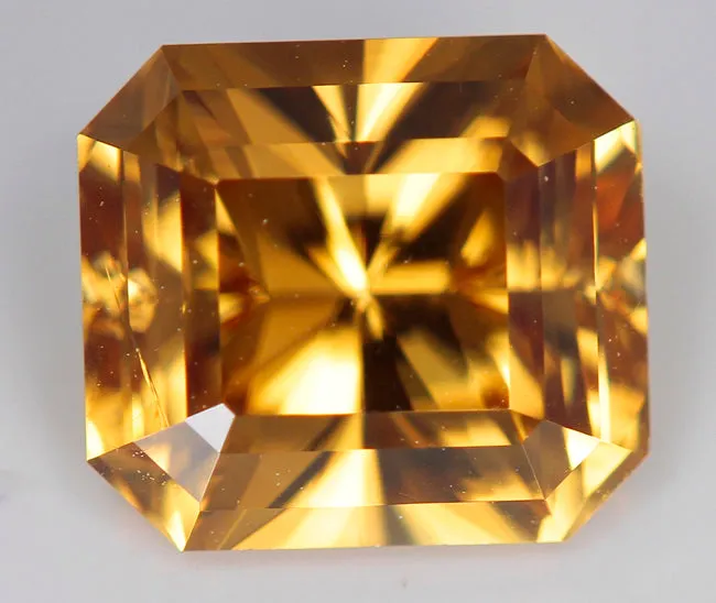 Moriartys Gem Art OrangeYellow Barian Style Emerald Cut Zircon Gemstone 315 Carats Earrings