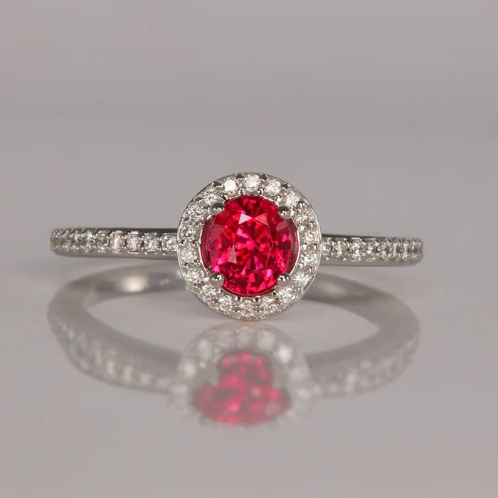 Moriartys Gem Art Rings 14K White Gold Oval Cut Pink Spinel and Diamond Ring 66 Carats Moriartys Gem Art Rings 14K White Gold Oval Cut Pink Spinel and Diamond Ring 66 Carats