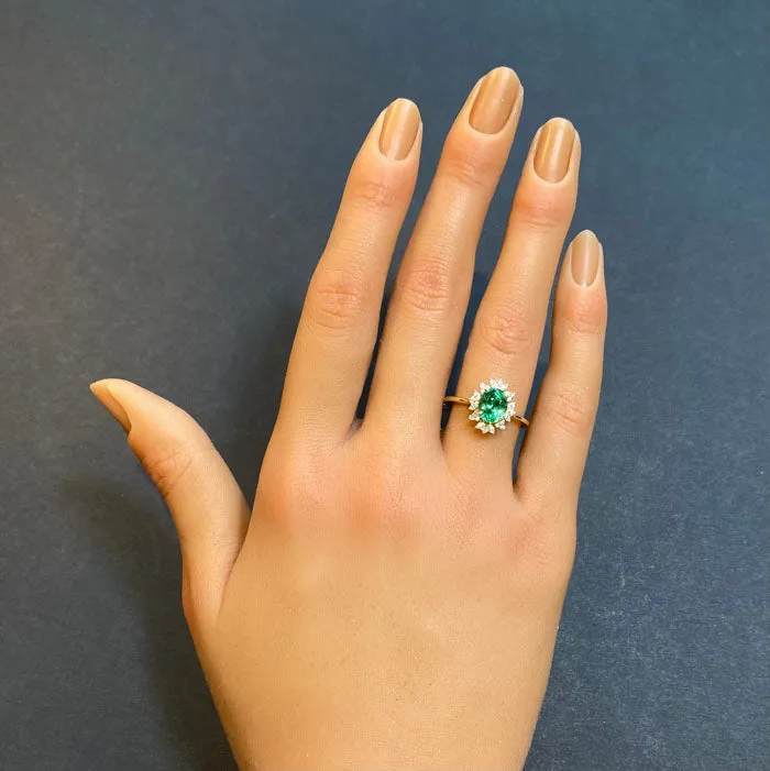 Moriartys Gem Art Rings 14K Yellow Gold Tsavorite Garnet Diamond Ring 204 Carats
