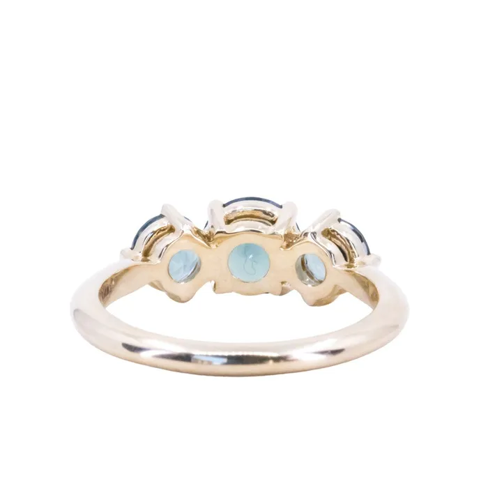 Nashan Rings 108ct Ocean Blue Sapphire Prong Set Three Stone Ring in 14k Yellow Gold