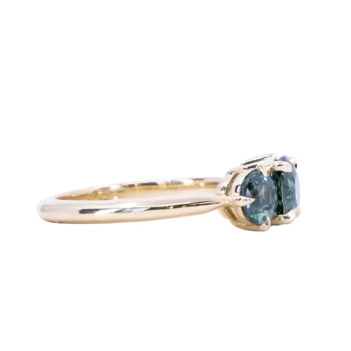 Nashan Rings 108ct Ocean Blue Sapphire Prong Set Three Stone Ring in 14k Yellow Gold