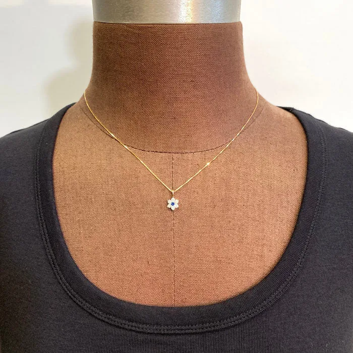 Necklaces 14K Yellow Gold Blue Sapphire and Diamond Pendant 08cts Moriartys Gem Art