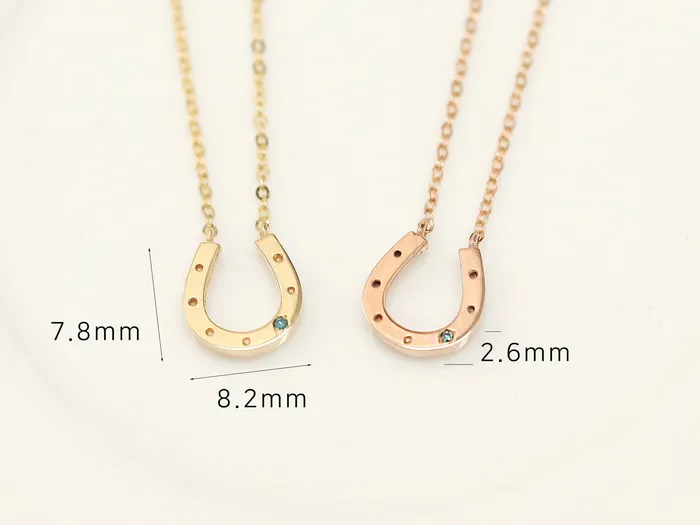 Necklaces MinimalBijoux 14K 18K Gold Blue Diamond Horses Hoof Necklace