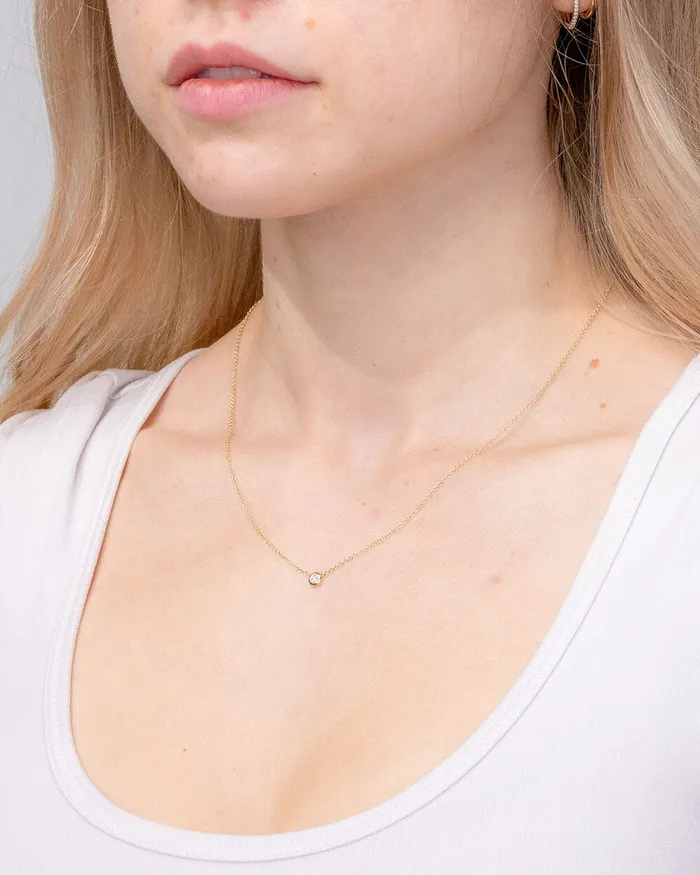 Necklaces Princess Bride Diamonds 005ct Diamond Bezel Necklace 14k Yellow Gold