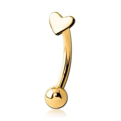 Necklaces Tulsa Body Jewelry Tiny Heart Gold Eyebrow Barbell