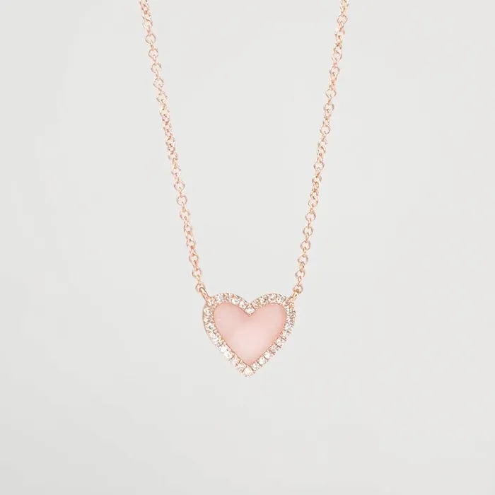 Pink Opal Heart Necklace Rose Gold Princess Bride Diamonds Necklaces