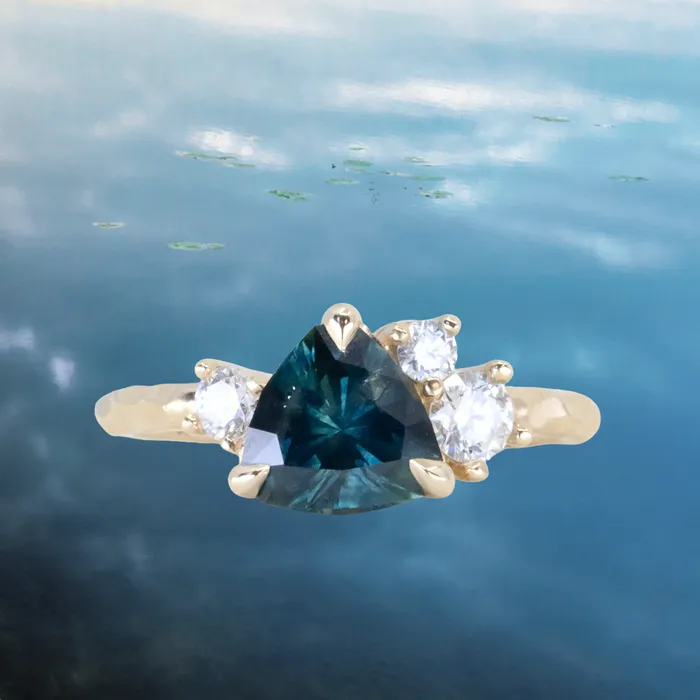 potentate Rings 176ct Trillion Ocean Blue Montana Sapphire and Natural Diamond Mountainscape Ring in 14k Yellow Gold potentate Rings 176ct Trillion Ocean Blue Montana Sapphire and Natural Diamond Mountainscape Ring in 14k Yellow Gold