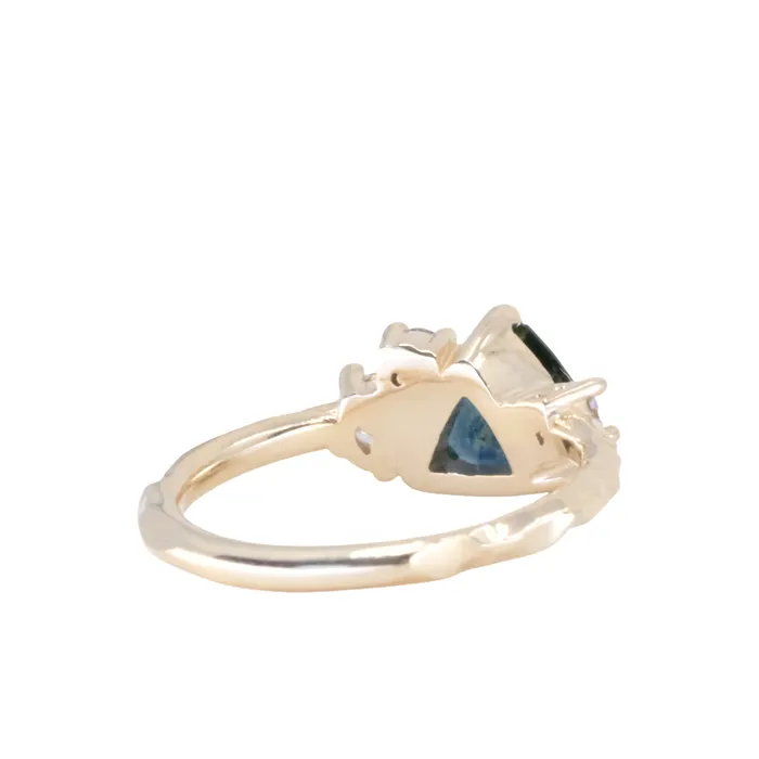 potentate Rings 176ct Trillion Ocean Blue Montana Sapphire and Natural Diamond Mountainscape Ring in 14k Yellow Gold