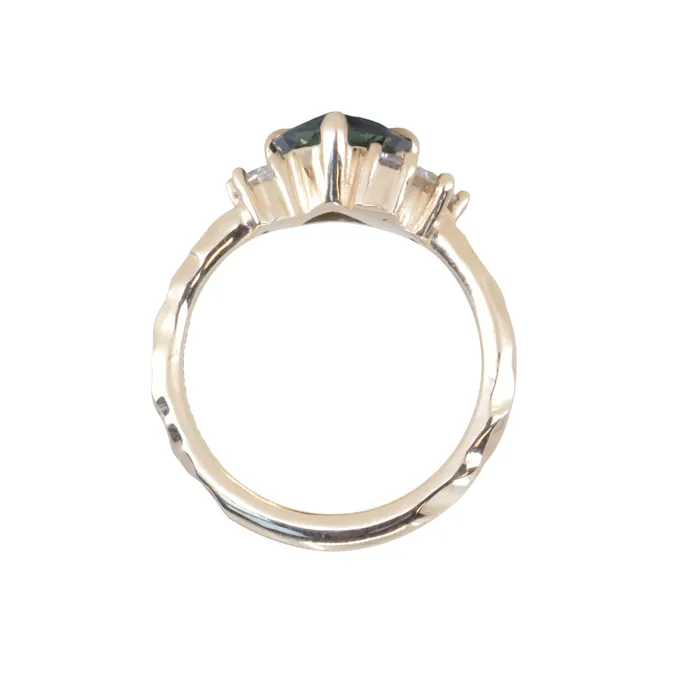 potentate Rings 176ct Trillion Ocean Blue Montana Sapphire and Natural Diamond Mountainscape Ring in 14k Yellow Gold