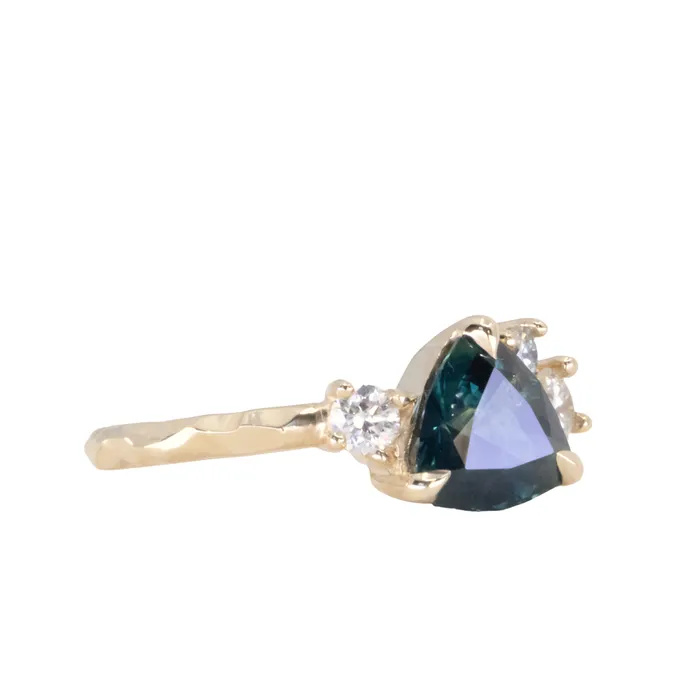potentate Rings 176ct Trillion Ocean Blue Montana Sapphire and Natural Diamond Mountainscape Ring in 14k Yellow Gold