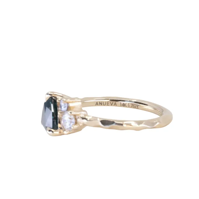 potentate Rings 176ct Trillion Ocean Blue Montana Sapphire and Natural Diamond Mountainscape Ring in 14k Yellow Gold