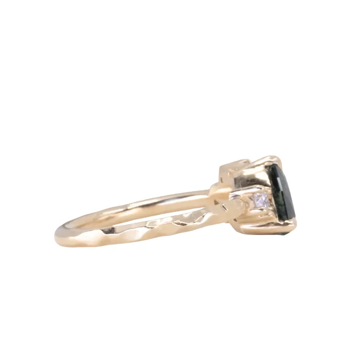 potentate Rings 176ct Trillion Ocean Blue Montana Sapphire and Natural Diamond Mountainscape Ring in 14k Yellow Gold